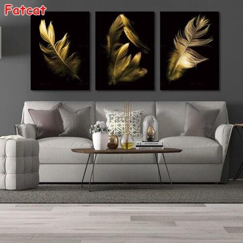 Abstract Painting Feather 3 Pcs DIY Diamond Painting Full Square Diamond Embroidery Cross Stitch Rhinestone Handmade Gift PP1913