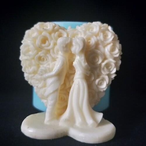 3D Wedding Heart Lover Shape Silicone Mold Cake Candle Soap Plaster Resin Mould DIY Aroma Household Decoration Craft Tools