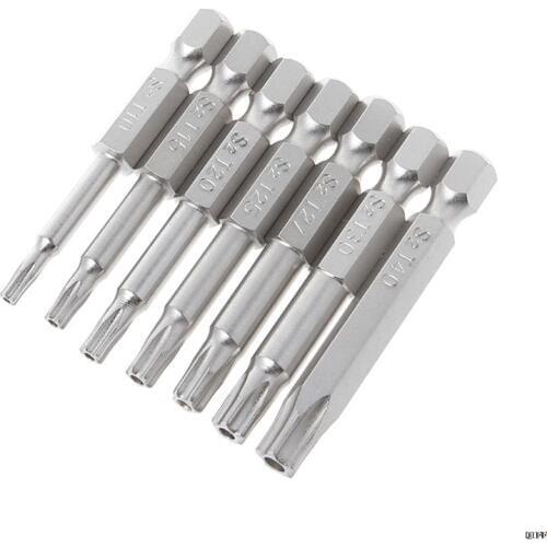 7Pcs Star Drill Bits Screwdriver Magnetic 1/4" Hex Shank Hand Tools Five-pointed Star Bore T10-T40