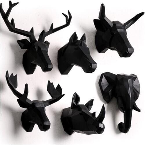 HOME DECORATION ACCESSORIES FURNISHING RESIN ANIMAL RHINOCEROS HEAD HANGING PENDANT BAR MURAL DEER LIVING ROOM WALL R16