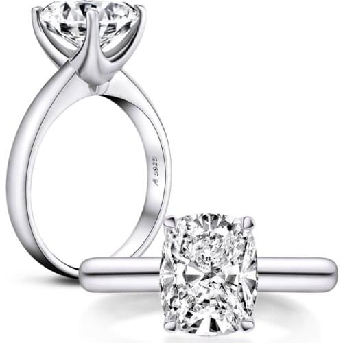 ANZIW Synthetic Diamond Solitaire Engagement 925 Sterling Silver Rings For Women Anniversary Ring Wedding Rings Silver 925 Gifts