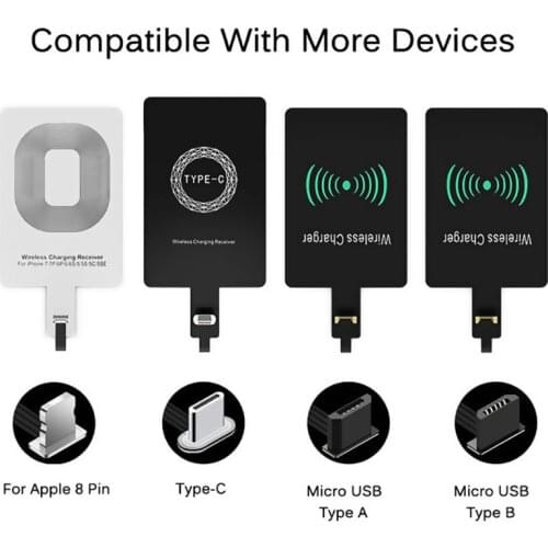 Qi Wireless Charger Charging Receiver For iPhone 7 6s Plus 5s Xiaomi Universal Micro USB Type C Fast Charger Wireless Converter