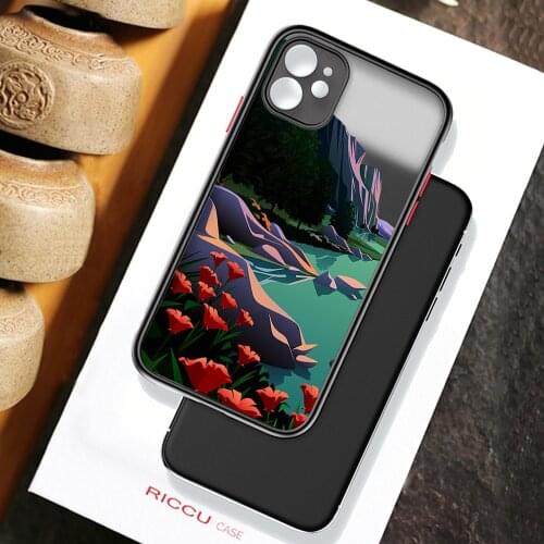 Black White Mountain Tree Forest Mountain Phone Case Colorful Bumper Trasparent For iPhone 12 11 Pro Max XR X XS 7 8 Plus Cover