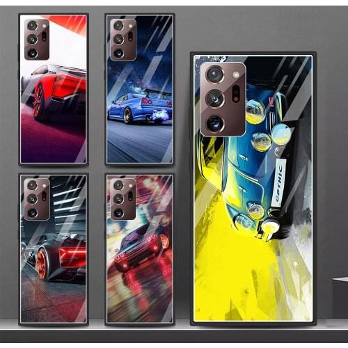 Tempered Glass Case For Samsung Galaxy Note 20 Ultra 10 Plus 10 lite 9 8 Cover Shell Cool Sport Car
