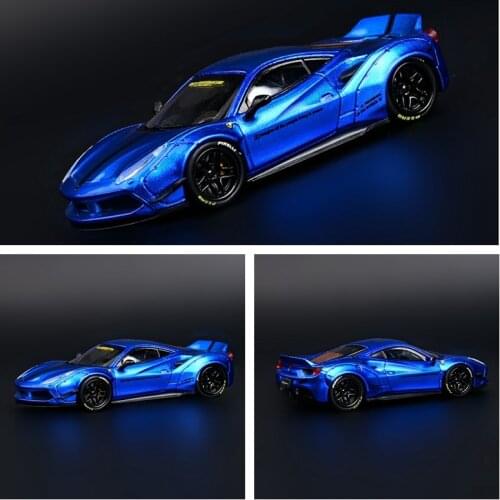CM Model 1:64 488 Metallic blue Diecast Model Car