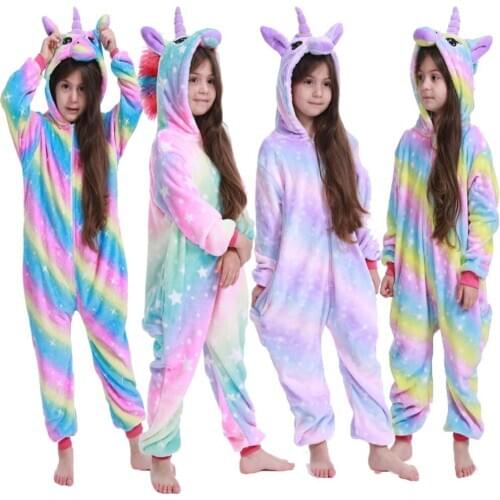 Kids Animal Pajamas Children Kigurumi Cosplay Pyjamas Unicorn Pajamas for Boys Girls Winter Onesie Winter Sleepwear for 4-12 Y