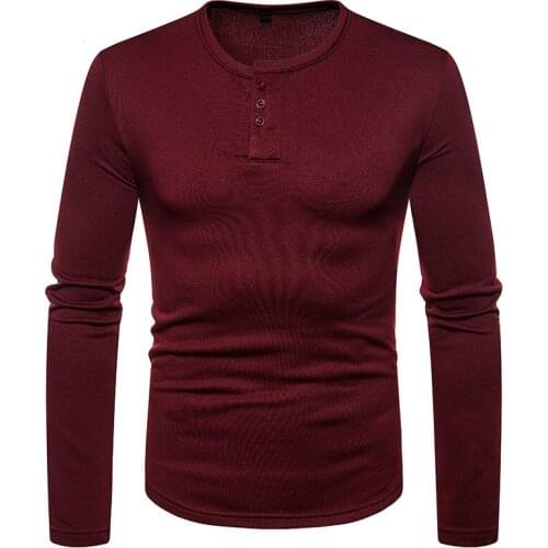 Arc Hem Design Winter Plus Velvet Long Sleeve T Shirt Men Nice Brand New Slim Casual Button T-shirt Male Streetwear Tops Tees