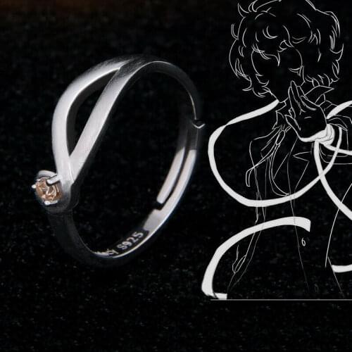 Anime Bungo Stray Dogs Osamu Dazai Ring Adjustable Silver Cosplay Prop New Figure Rings Costume