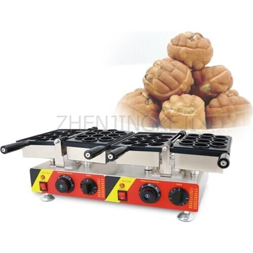 Commercial Double Head Walnut Shaped Waffle Machine Non-stick Coating Sandwich Egg Walnut Waffle Maker Snack Appliances 3000W