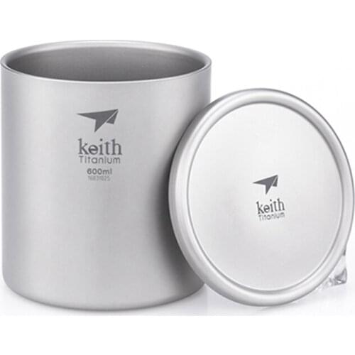 600ML Titanium Mug Double Wall Coffee Mug Heat Insulation Office Mugs Titanium Drinkware Travel Camping Milk Mugs Ti3307