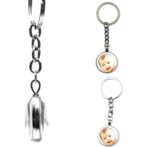 Personalizeds Pendants Custom Double sided Keychain Photo of Your Baby Child Mom Dad Family Gift Grandparent Loved One Gift
