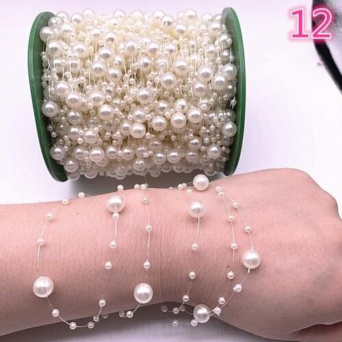NEW 5yards Fishing Line Artificial Pearls Flower Beads Chain Garland Flowers Wedding Party Decoration Diy #12
