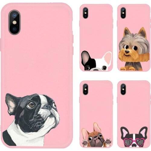 Pug Dog French Bulldog cute shell funda cover Phone Case Candy Color for iPhone 6 7 8 11 12 s mini pro X XS XR MAX Plus