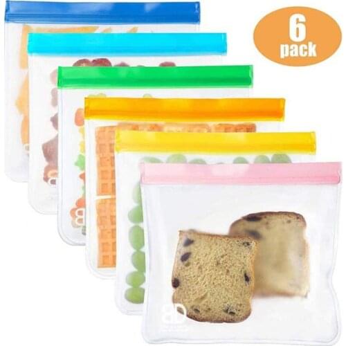 Reusable Sandwich Bags (6-Packs),Wattne Reusable Kids Snack Bags
