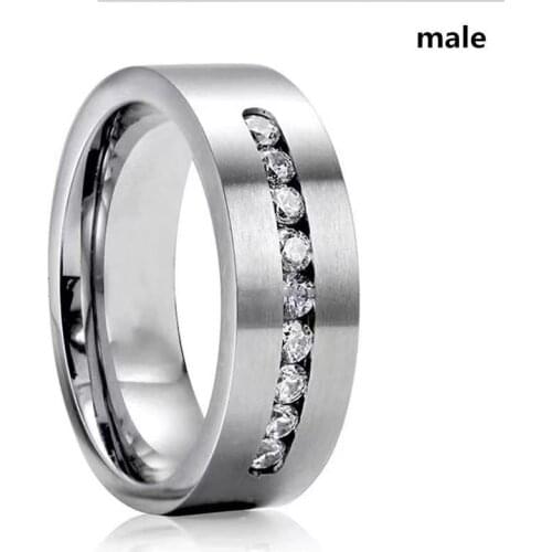 8mm fashion stainless steel jewelry single row diamond ring mens accessories mens rings Accessories for jewelry