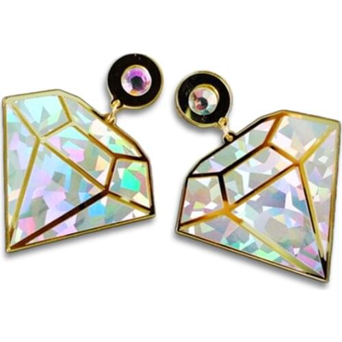 Fashion Cool Hiphop Earrings For women Jewelry stage dancer Big mirror acrylic laser Shape Trendy drop earrings Female E18052