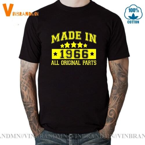Vintage Fashion Made In 1966 T Shirt Men Cotton Funny O Neck Birthday Gift Born 1966 T-shirt Tops Tees Cool Man Tshirt