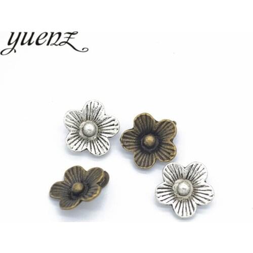 YuenZ 10pcs Alloy Charms Antique Silver color flower Pendants Jewelry Findings For DIY Handmade Jewelry Making 14*14mm Q146