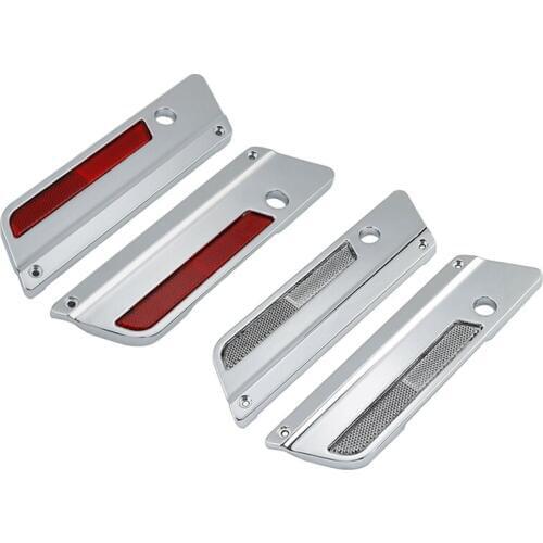 Motorcycle Saddlebag Latch Covers Reflector For Harley Road King Street Glide Electra Glide 1994-2013