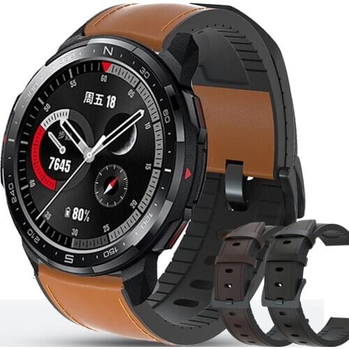 For Honor Watch GS Pro Strap / Honor Watch ES Genuine Leather Band Silicone Bracelet Watchbands 20mm 22mm Watch Strap ремешок