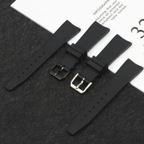 Brand quality 22mm Rubber Silicone Watchband Black Blue Watch Strap For IWC PILOT PORTUGIESER IW323101 With pin buckle Clasp