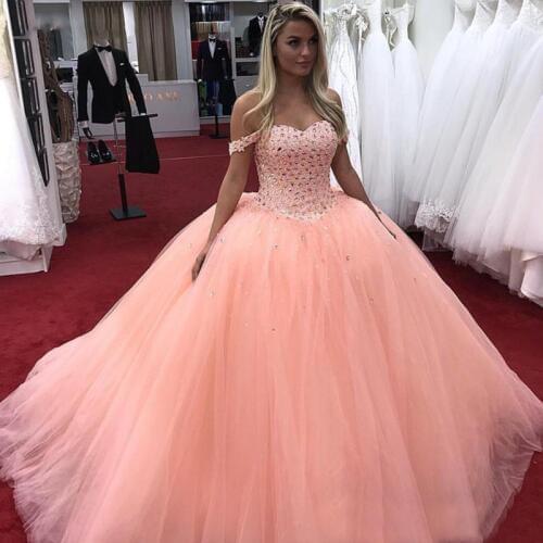 Luxury Crystal Quinceanera Dresses Ball Gown Off Shoulder Tulle Prom Debutante Sixteen 15 Sweet 16 Dress vestidos de 15 anos