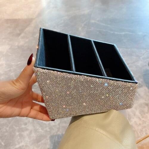 Large capacity jewellery box sparkling diamond drill organizer desktop jewelry box girl skin care nail polish display rack