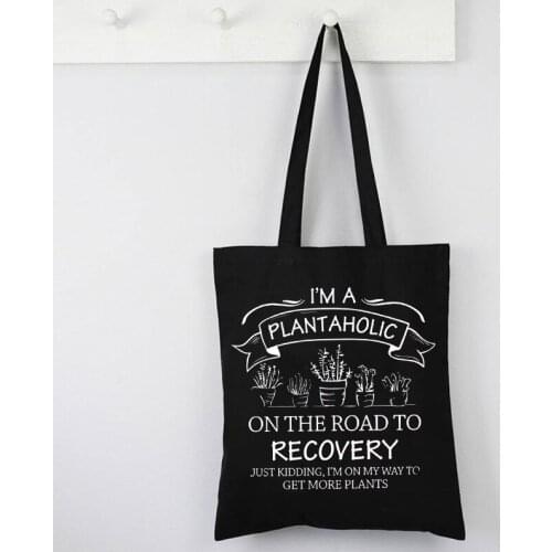 Plant Lover Tote Bag Canvas Plant Lady Funny Gardener Gift Shopping Bag Cute Vegan House Plants Bag Reusable Botanical