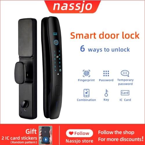 Nassjo Fingerprint Lock Smart Door lock Digital Door Lock Security Electronic Password IC Card Unlock,Home lock