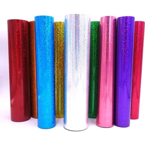 10 Colors Holographic Iron on Vinyl Holographic Heat Transfer Vinyl Shining Laser HTV for Cricut Silhouette and Heat Press