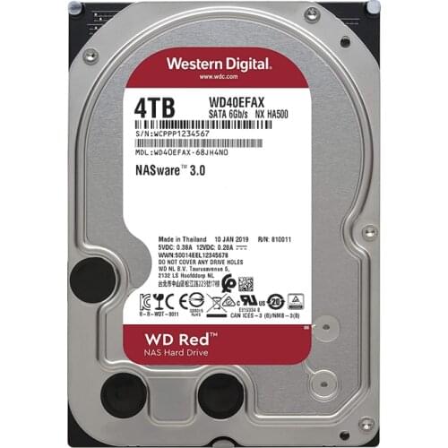 Western Digital 4TB WD Red NAS Internal Hard Drive HDD 5400 RPM SATA 6Gb/s SMR 256MB Cache 3.5" WD40EFAX