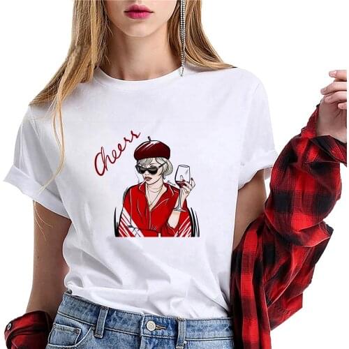 Womens 2021 Summer Female Tee Short Sleeve Cool Girl Fashion Print Graphic T-shirt Korean Casual Funny Large Size T-shirt Tops