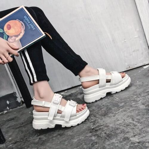 LYXLYH Platform Womens Sandals 2020 Fashion Summer Leather Buckle Women Thick Soled Beach Sandal Casual Chunky Woman Shoes