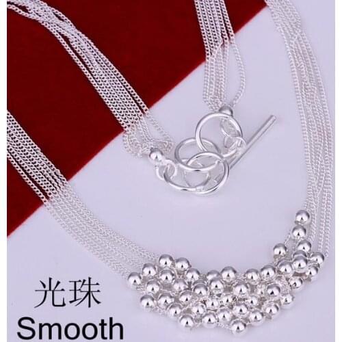 N002 Lucky Charm Silver Color Pendants For Women Sterling Necklace Accessories Fashion Smooth Ball Necklace /dcdaltka Hpb