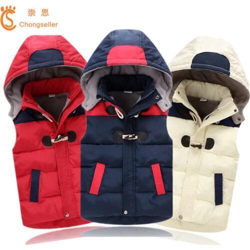 2018 Winter Children Vest Jackets Casual Warm Kids Hooded Waistcoats For Boys Infant Sleeveless Kid Cloth Boy Outwear