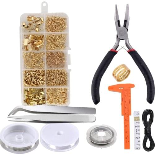 1 Set Jewelry Making Tools Set Lobster Clasp Jump Rings Hooks Plier Necklace Bracelet Earring Handmade Accessories Supplies Kit