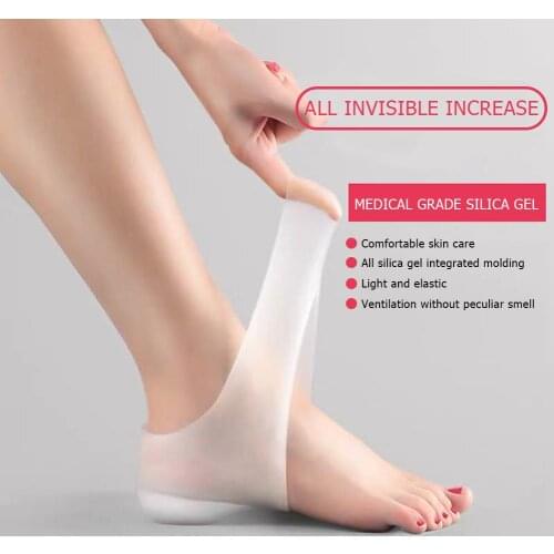 1 Pair Unisex Invisible Height Lifting Increase Silicone Foot Socks Insoles