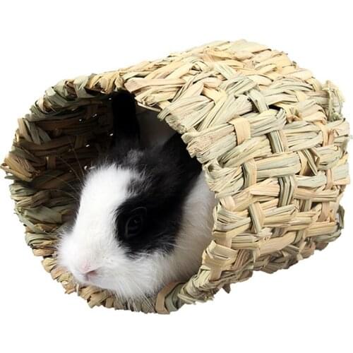 1Pcs Khaki Hamster Rabbit Grass Tunnel Handmade Tunnel Toy Hedgehog Hideaway Small Pet Supplies Exercise Toy Hamster Accessories