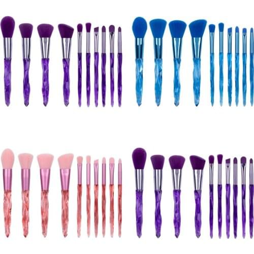 YXN 10pcs Crystal Makeup Brushes Powder Foundation Eyeshadow Eyebrow Cosmetics for Face Fan Make Up Brush Set Brochas Maquillaje