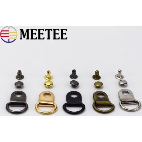 100/200sets 9*14mm Metal Copper Material D Ring Buckle Carabiner Installation Nail DIY Shoes Strap Buckle Bag Accessories Craft