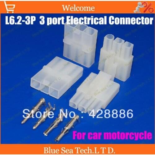 20 sets L6.2-3P 3Pin port Terminal 6.2mm pitch Electrical Connector Kits Male Female socket plug for Car Free shipping