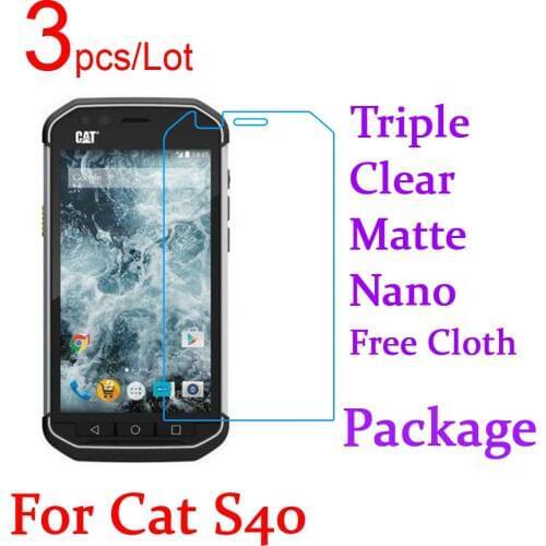 3pcs Triple Combination Ultra Clear Matte Nano Anti-explode LCD Screen Protector Cover for Cat S40 S50 B25 Protective Film+Pack