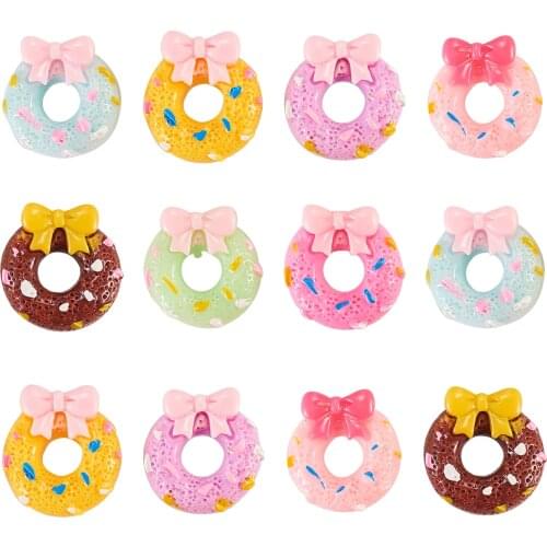 35Pcs 20mm Resin Donuts Cabochons Imitation Food Flatback Cabochons Charms for Jewelry Making Scrapbooking