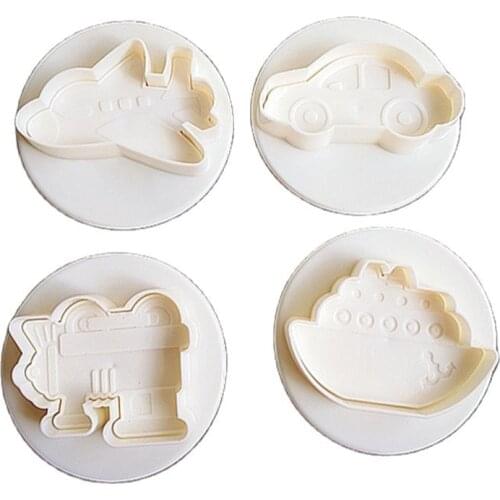 4Pcs/Set Transportation Theme (car Ship Plane tank) Cake Cookie Plunger Cutters Fondant Cake Molds H685
