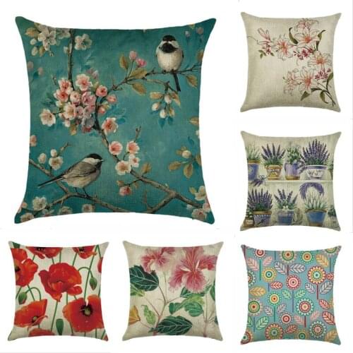 45cm*45cm Plumand Lavender design linen/cotton pillow covers sofa pillow case flower and plant cushion cover decorative pillows