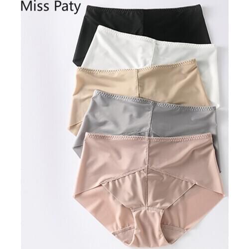 5pcs/lot quality sexy cotton briefs seamless lingerie ice silk panties high waist large plus size female for women underwear xxl