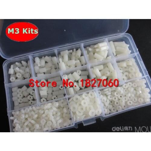 780pcs M2 M2.5 M3 Nylon M-F Hex Standoff Spacers /Screw /Nut / Washer Assortment Kits with Plastic Box Set