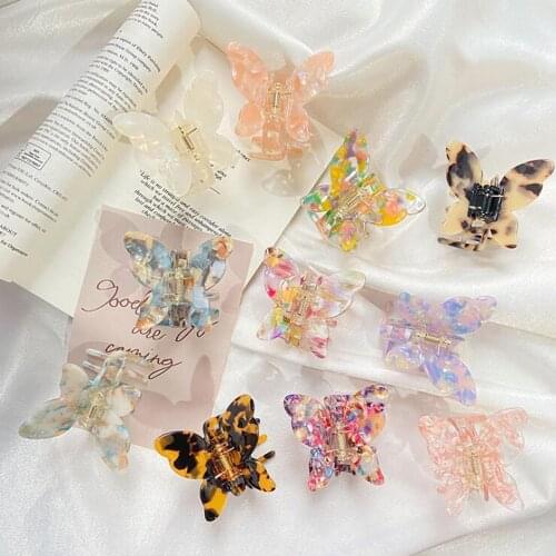 Acetate Resin Hair Claw Sweet Fairy Butterfly Hairpin Clip Gradient Tie-Dye Colored Styling Tools Barrettes for Women Girls