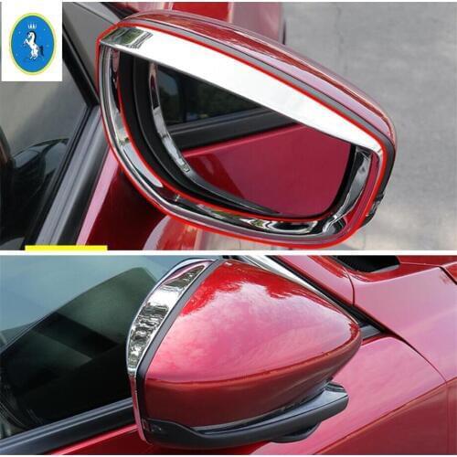 Yimaautotrims Auto Accessory Chrome Rearview Mirror Rain Eyebrow Shade Rainproof Frame Cover Trim Fit For Mazda 3 2019 2020 ABS