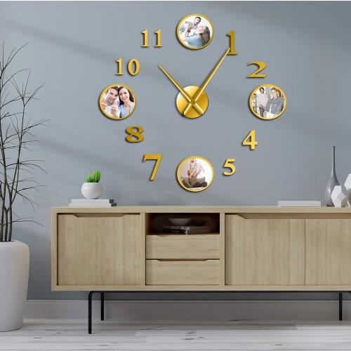 Photo Picture Frame DIY Large Wall Clock Custom Photo Decorative Living Room Family Clock Personalized Images Frame Big Clock